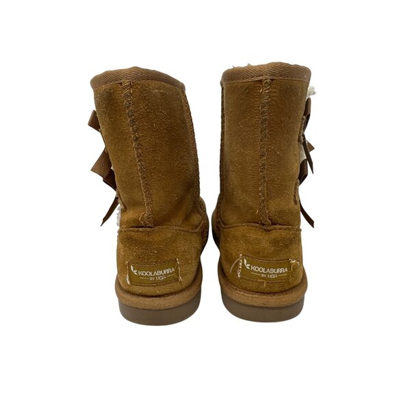 Koolaburra By Ugg Girls Victoria Chestnut Suede Boots With Bow Accents Size 1 - Picture 3 of 13